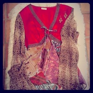 Charlotte Russe, Red Satin, Sheer print fabric